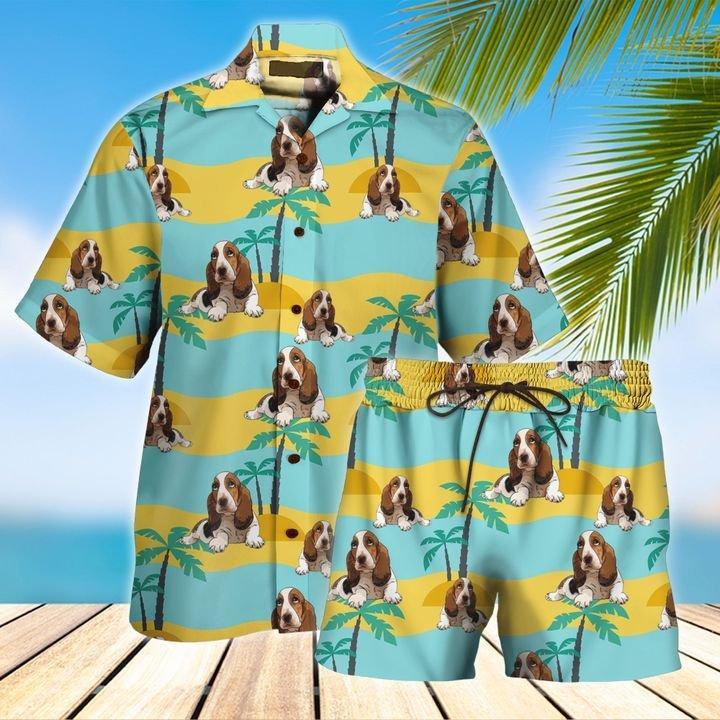 Basset Hound Yellow All Over Printed Hawaii Shirt And Short Ha81200