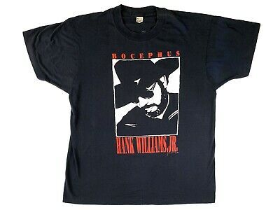 Vintage Hank Williams Jr. Bocephus 1991 Tour Black T-shirt L 90s Country Music 5006