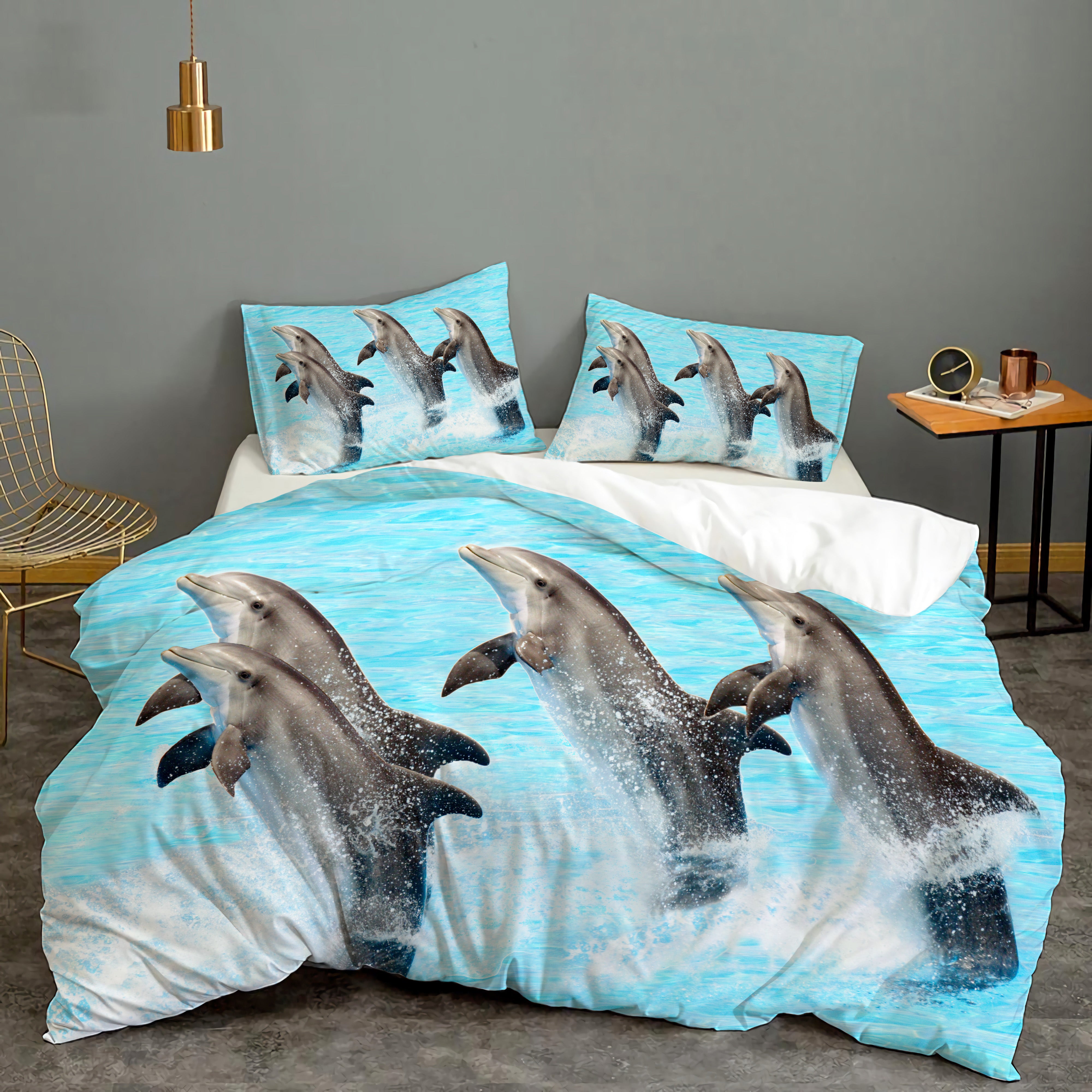 3D Blue Sea Animal Dolphin Quilt Cover Set Bedding Set Duvet Cover Pillowcases 28