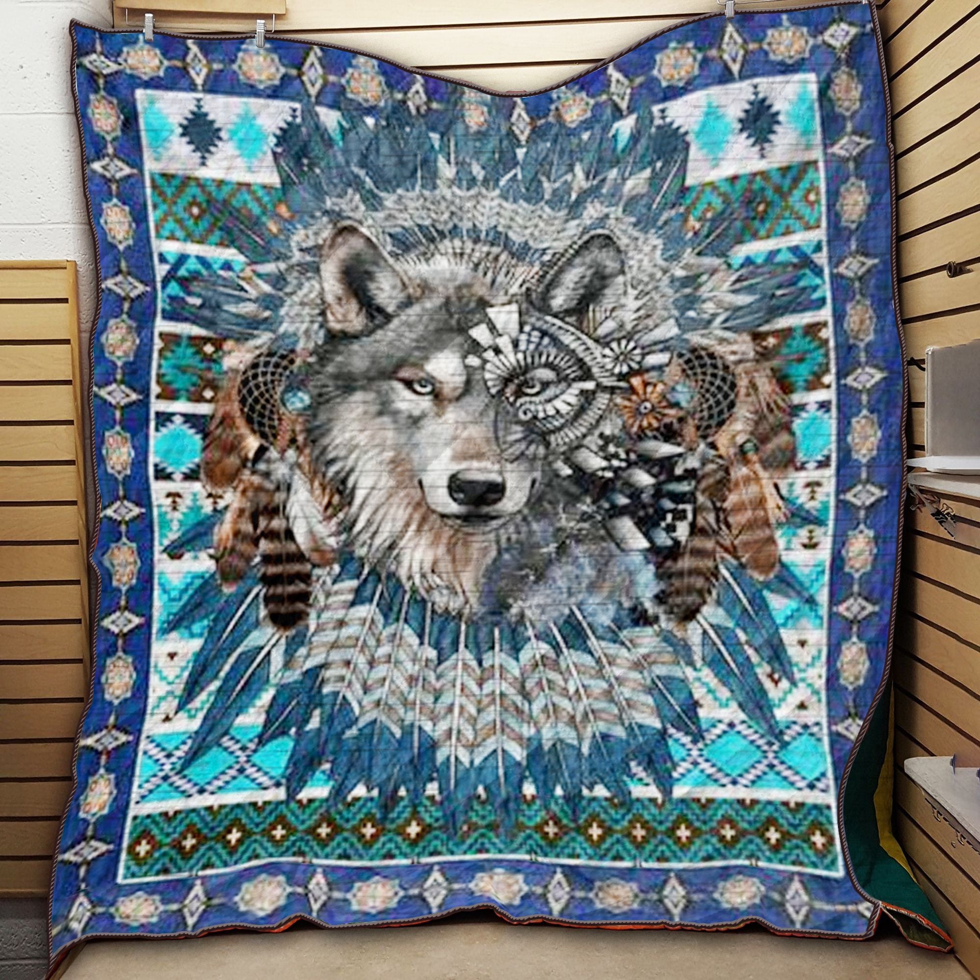 Wolf Warrior Animal Quilt Blanket