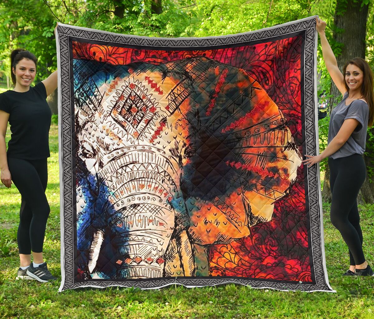 Funky Little Elephant Quilt Full Print Soft Multiple Material Size Gift Bedroom Decoration