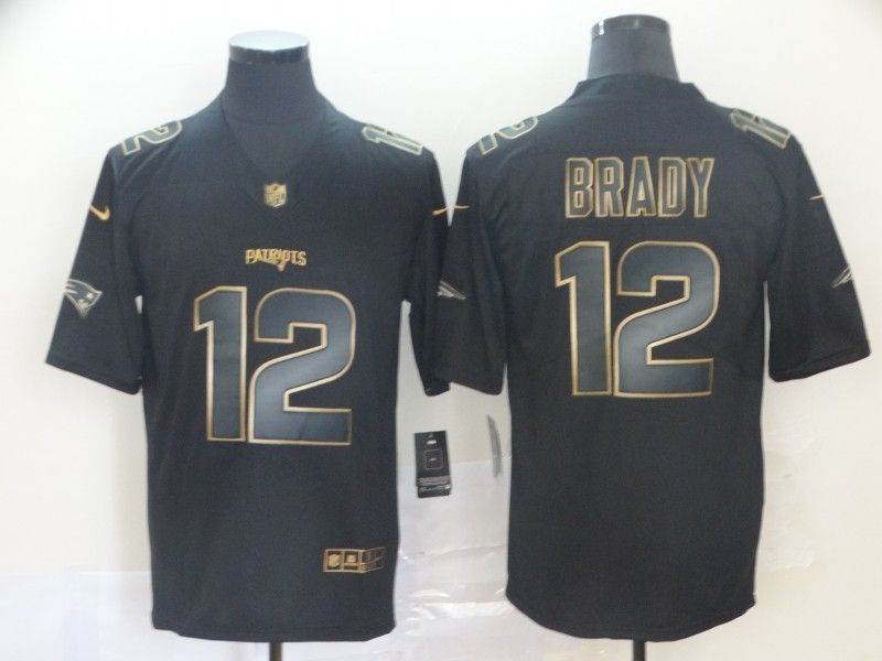 Tom Brady #12 New England Patriots NFL Explosion Legendary Gold Black Jersey