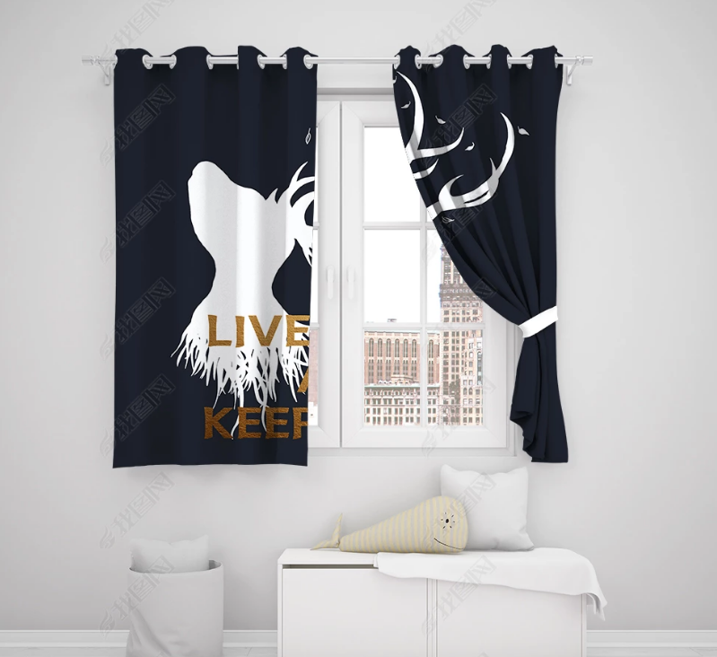 3D Hand Drawn Animal Elk Curtains And Drapes Lqh 202