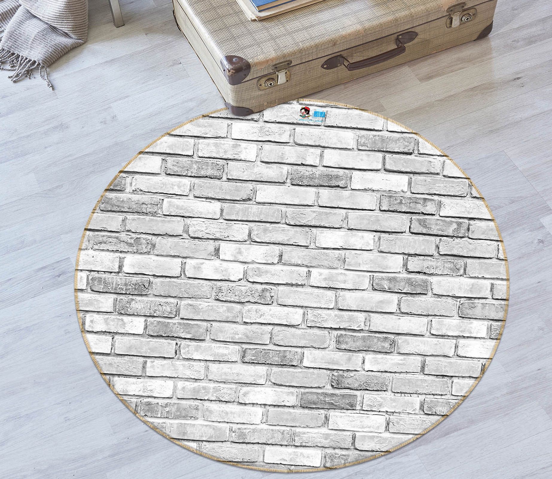 3D Brick Wall 72109 Round Rug – Round Carpet Home Decor