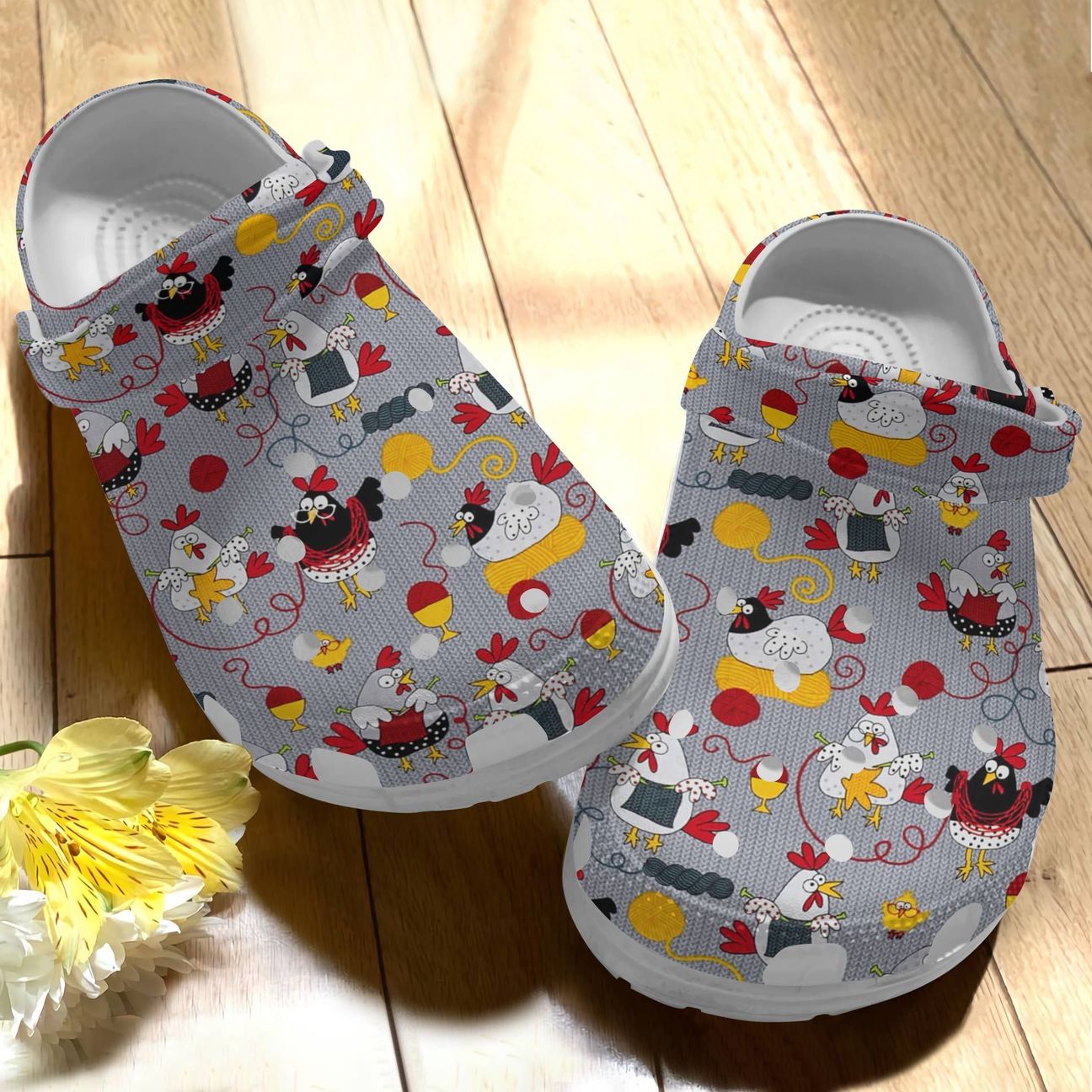 Knitting Personalize Clog, Custom Name, Text, Fashion Style For Women, Men, Kid, Print 3D Chicken V1