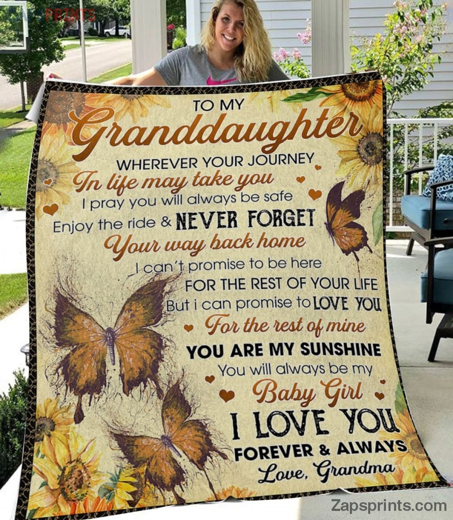 Gift For Granddaughter – To My Granddaughter – Butterfly – In Life May Take You – Blanket