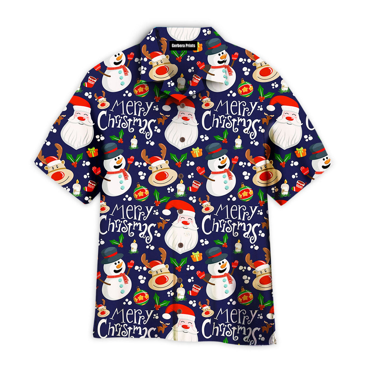 Snowman And Deer Pattern Aloha Hawaii Shirts For Men Women Ha43819