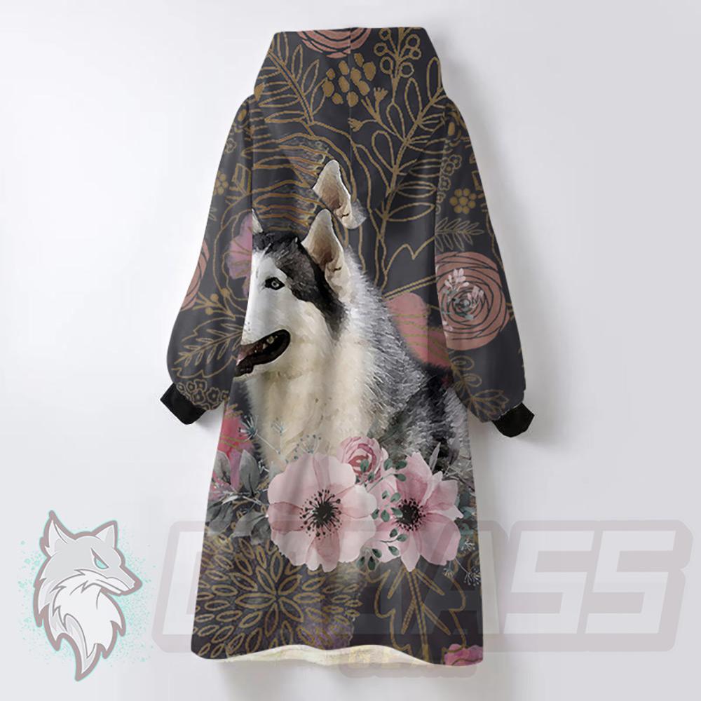 Husky and Flowers HUK-0002 Oversized Sherpa Blanket Hoodie