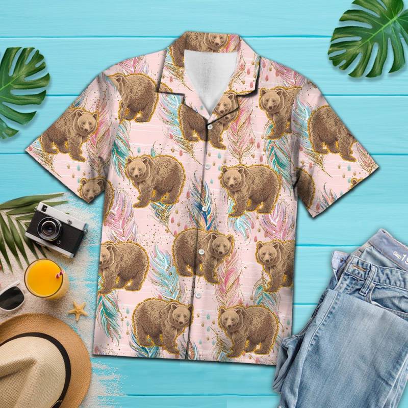 Bear Boho Feather H5804 – Hawaiian Shirt