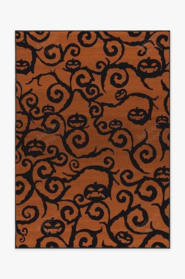 Halloween Night Rust Orange Zoombie Wicked Witch Area Rug Carpet Vintage Home Decor Gift Idea Carpet