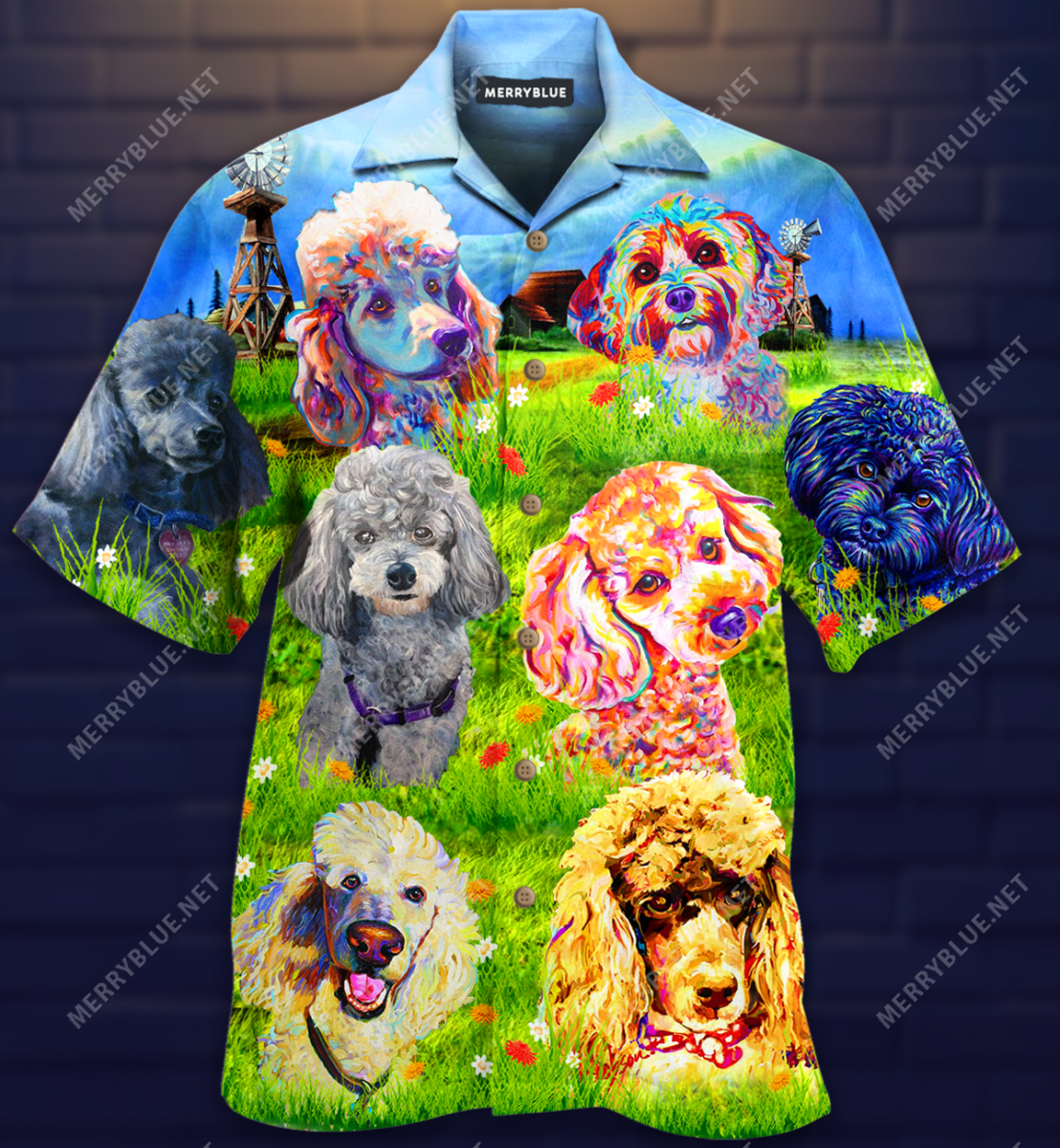 Poodles In The Grass Field Unisex Hawaii Shirt Ha48940