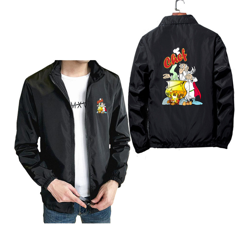 Asterix And Obelix Jacket Men Spring Panoramix Getafix Asterix Comics Long Sleeve Casual Windbreaker Coat Harajuku clothing alx