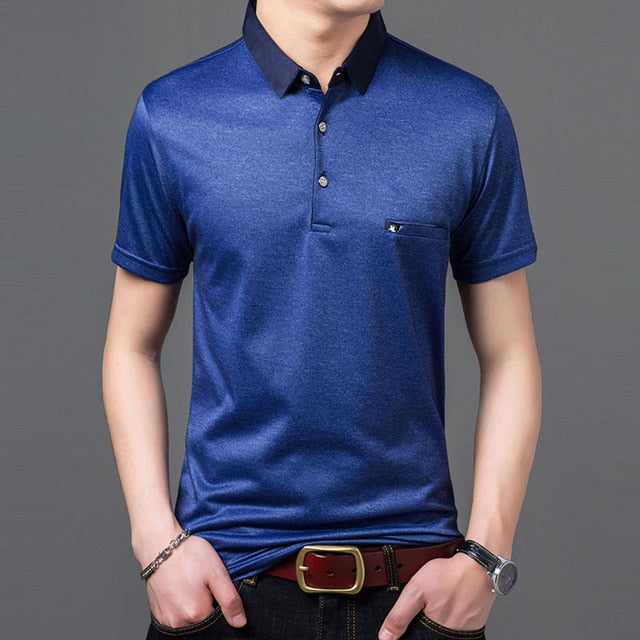 Solid Glossy Color Slim Fit Short Sleeve Polo Shirt