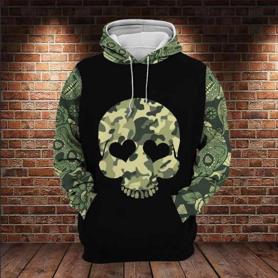 Skull Camo Pattern For Skull Lovers All Over Printed Us Unisex Size Hoodie