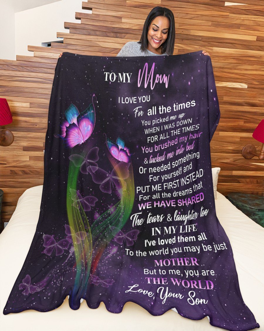 You Picked Me Up When I Was Down For All The Times, Butterfly 02 Fleece Blanket – Quilt Blanket, Mother’s Day Gift From Son To Mom, Best Mother’s Day Gift Ideas, Home Decor Bedding Couch Sofa Soft and Comfy Cozy