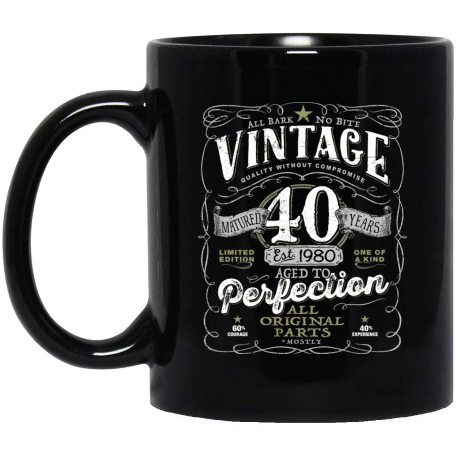 Vintage 40th 1980 Aged To Perfection Birthday Mug