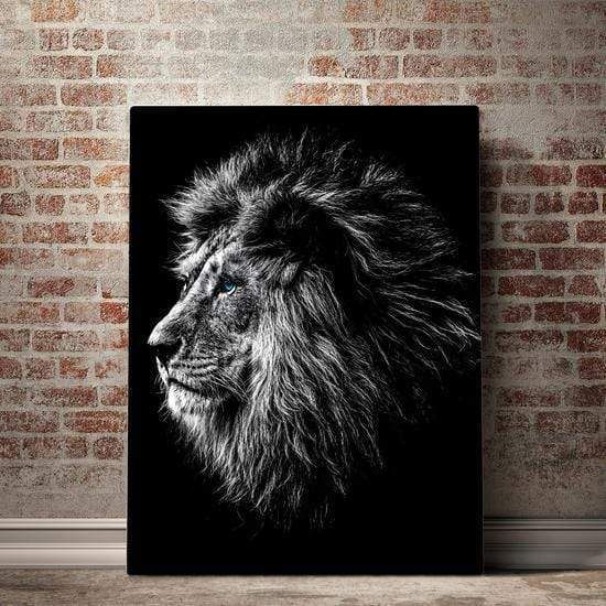 B&W Lion Head Canvas Wall Art Print