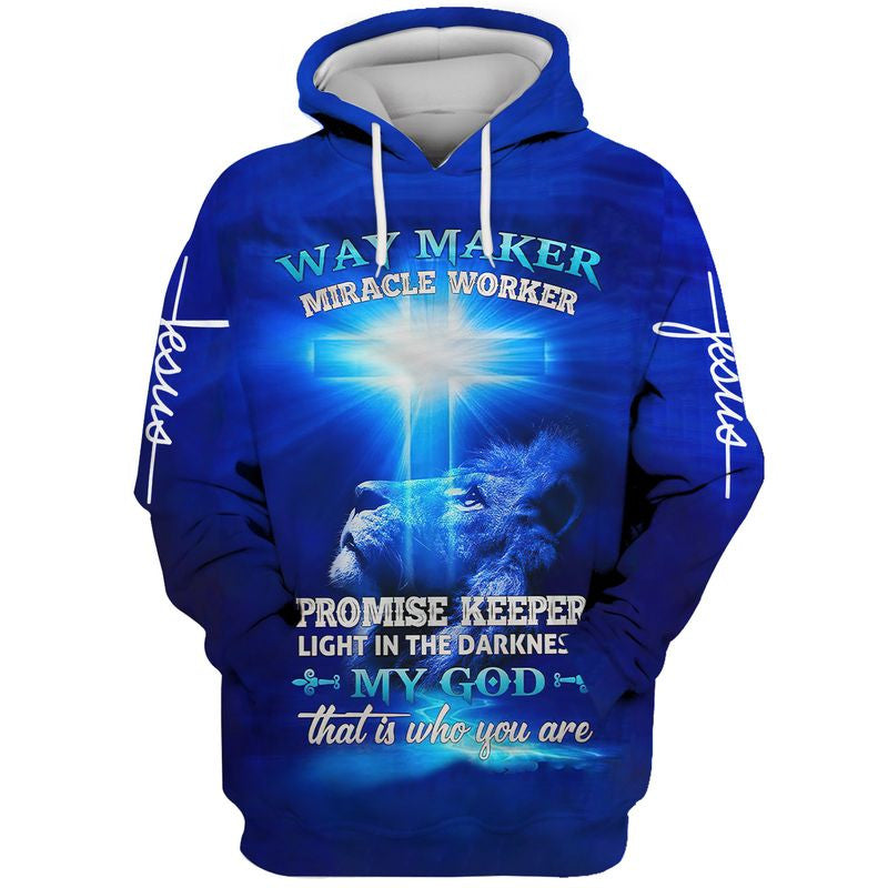 Lion Cross Way Maker Miracle Worker My God That Is Who You Are Hoodie Men & Women Christian Hoodie 3D Printed Hoodie