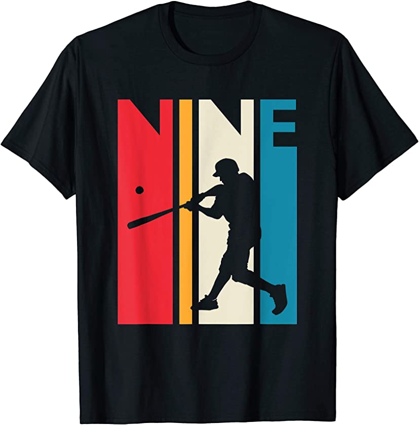 9th Birthday Gift Nine Vintage Baseball Birthday 9 Year Old T-Shirt