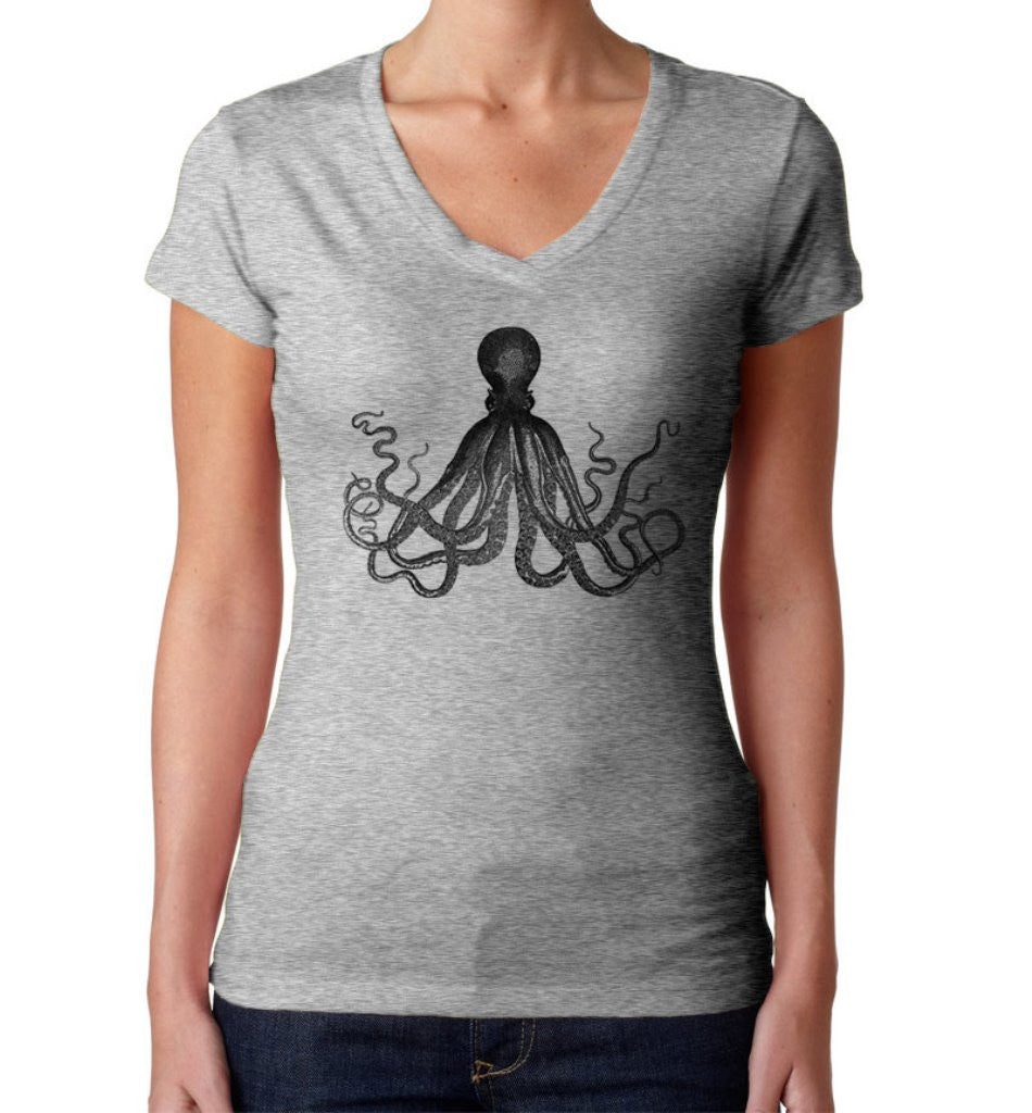 Women’S Steampunk Octopus Vneck T-Shirt