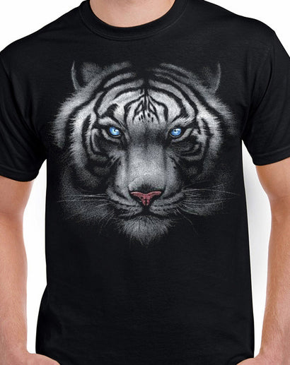 Badass Jewelry Majestic White Tiger Men’s Black T-shirt