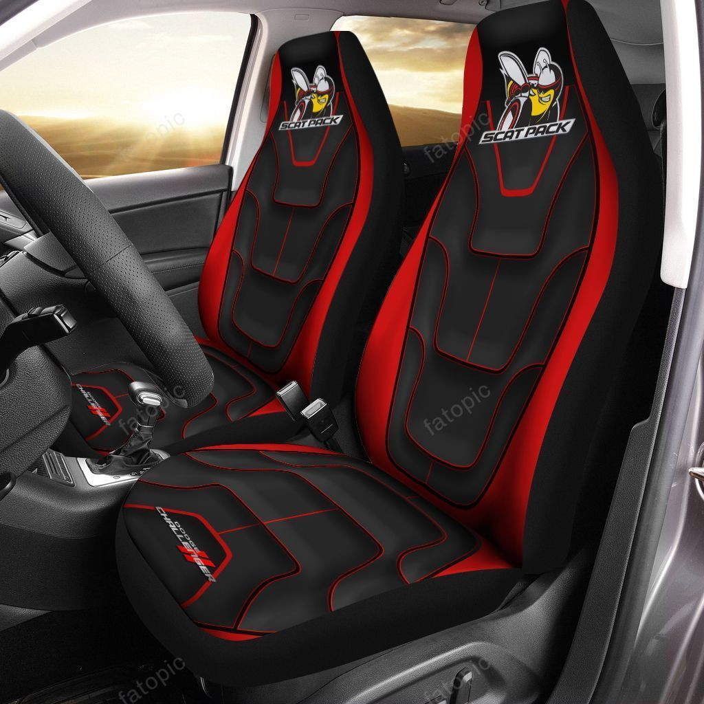 Dodge Challenger Car Seat Cover (Set Of 2) Ver1 (Red) Klasern Store