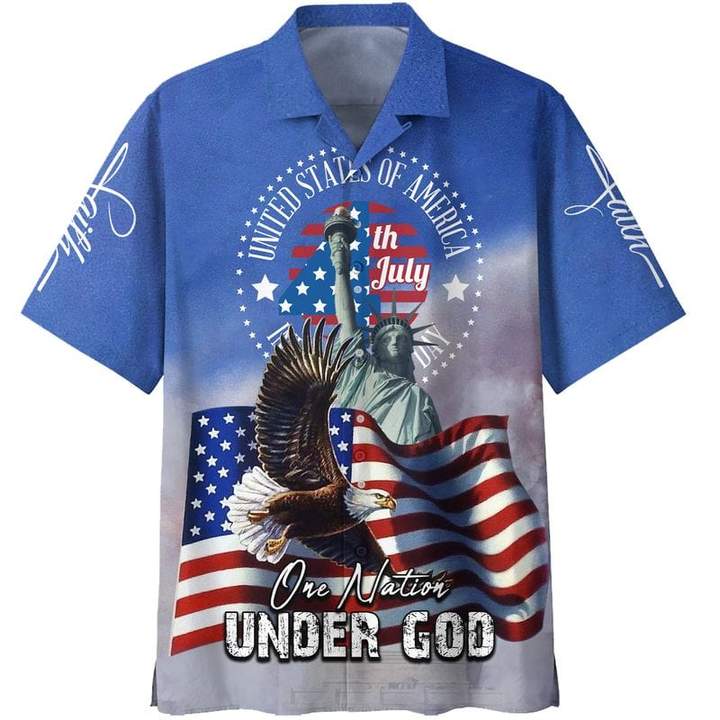 4Th July One Nation Under God Independence Day Hawaiian Shirt Pre10380