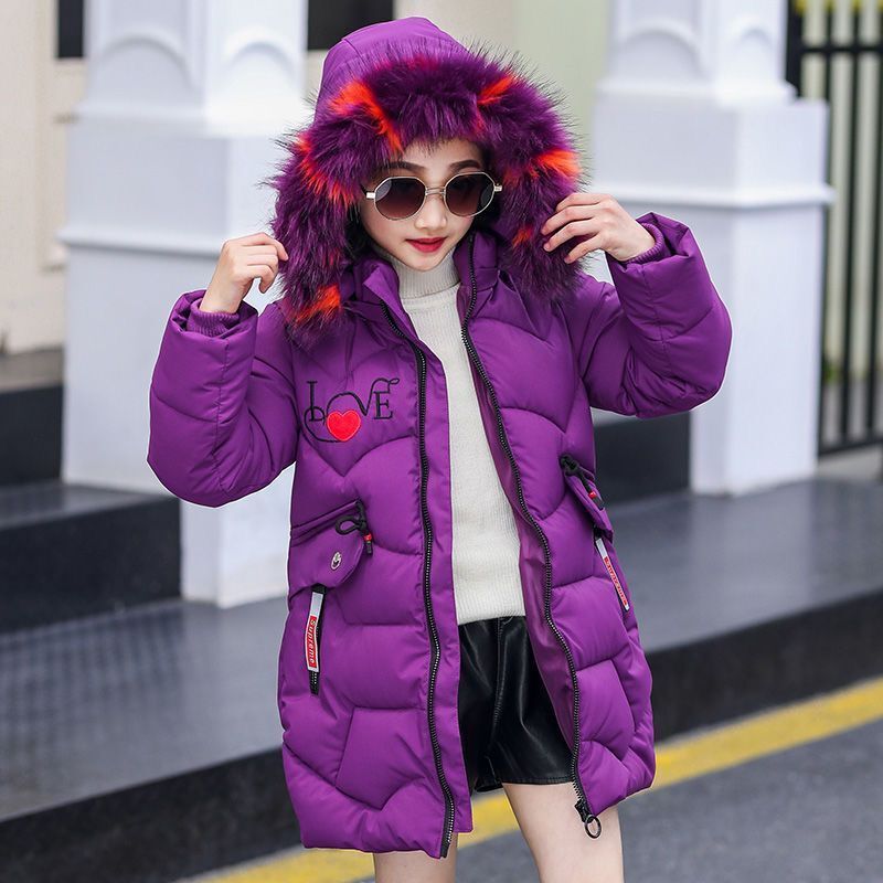 Winter Jacket for Kids Girls Coat Cotton Fashion Thick Warm Teenage Outfit Children Hooded Outerwear 10 12 13 Years Parkas Down alx