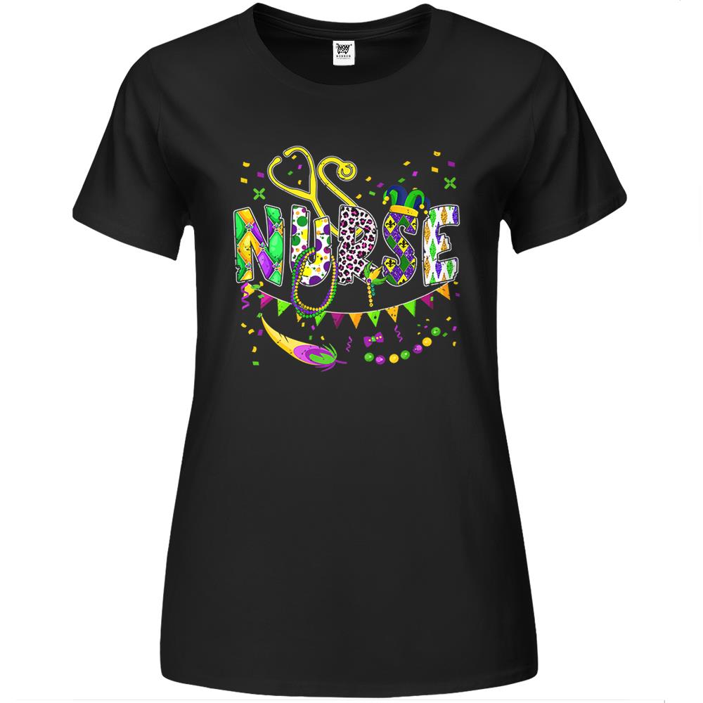 Nurse Mardi Gras Leopard Festival Party Lover Apparel Premium Womens T Shirts