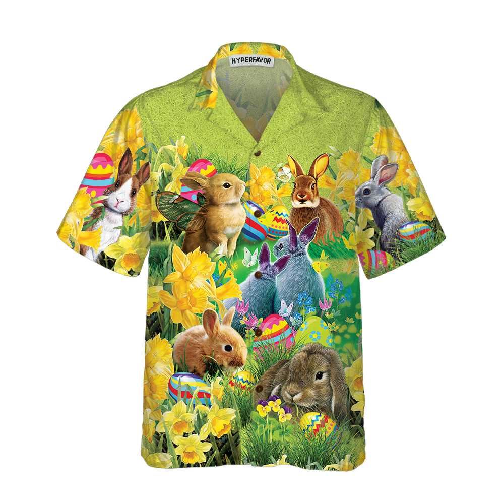 Easter Bunnies Hawaiian Shirt, Button Up Easter Bunny Shirt, Easter Shirt For Men & Women, Cool Easter Gift