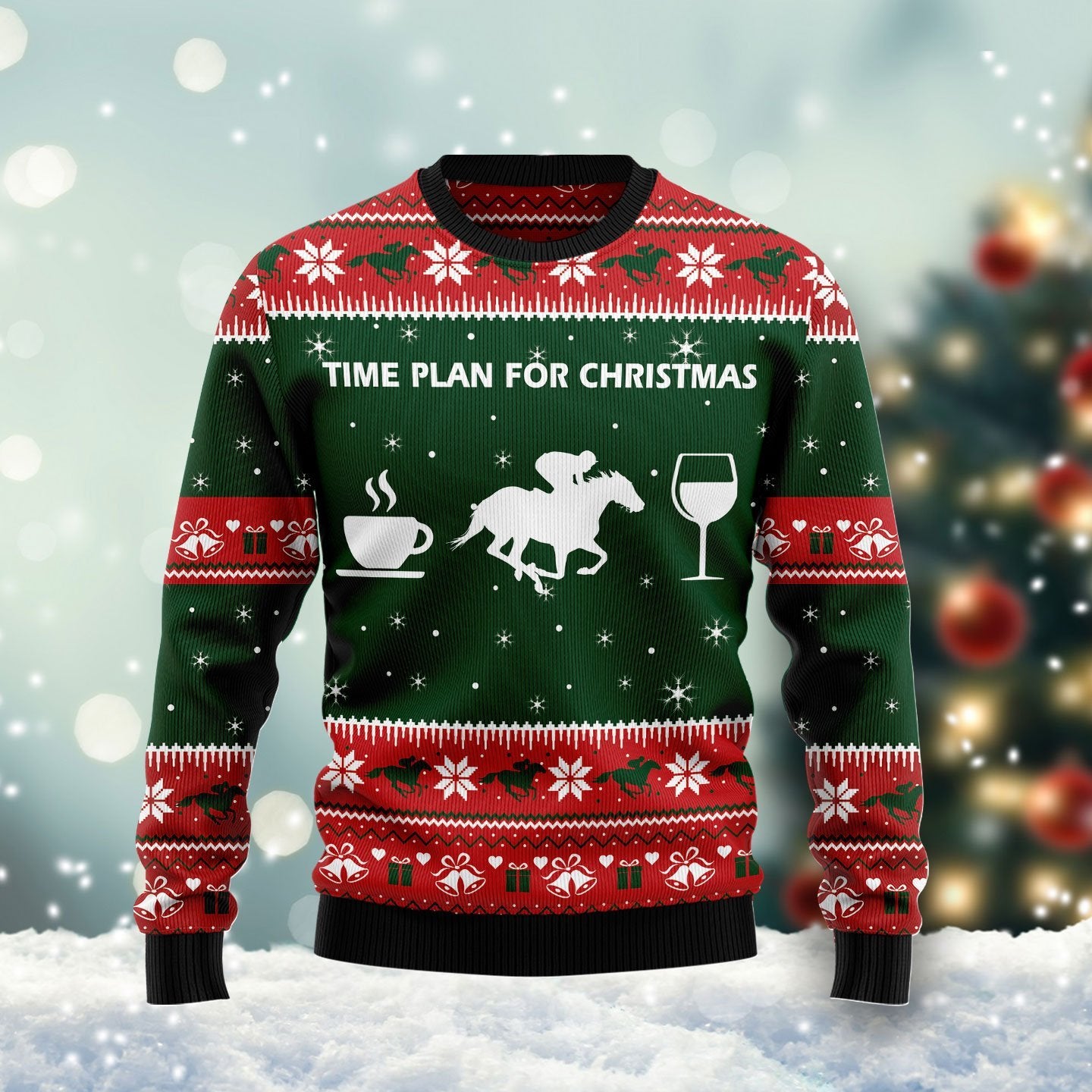 Time Plan For Christmas Horse Racing Ugly Christmas Sweater | For Men & Women | Adult | Us6047