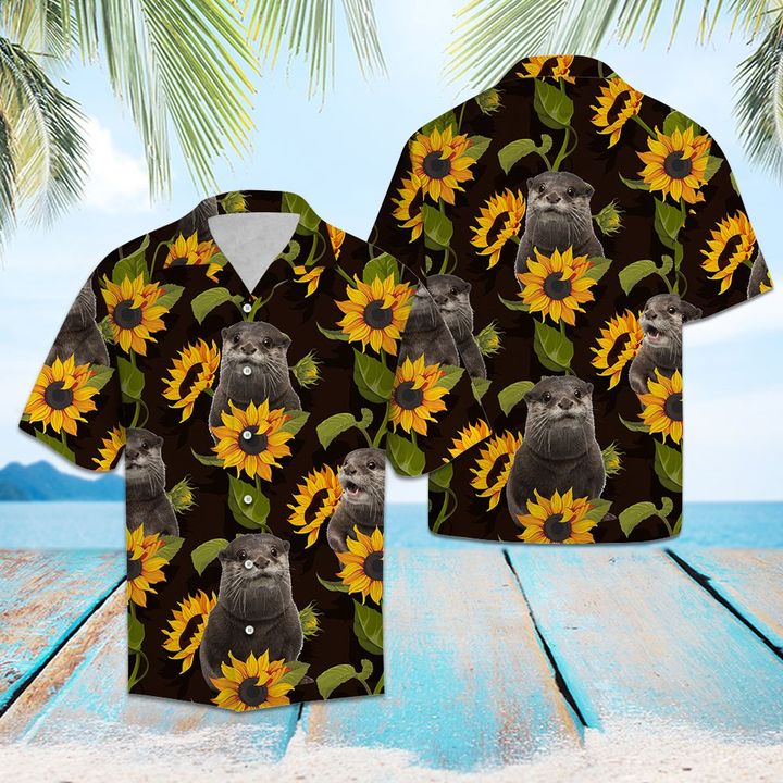 Otter Sunflower Hawaii Shirt Summer Button Up For Couple Ha10262