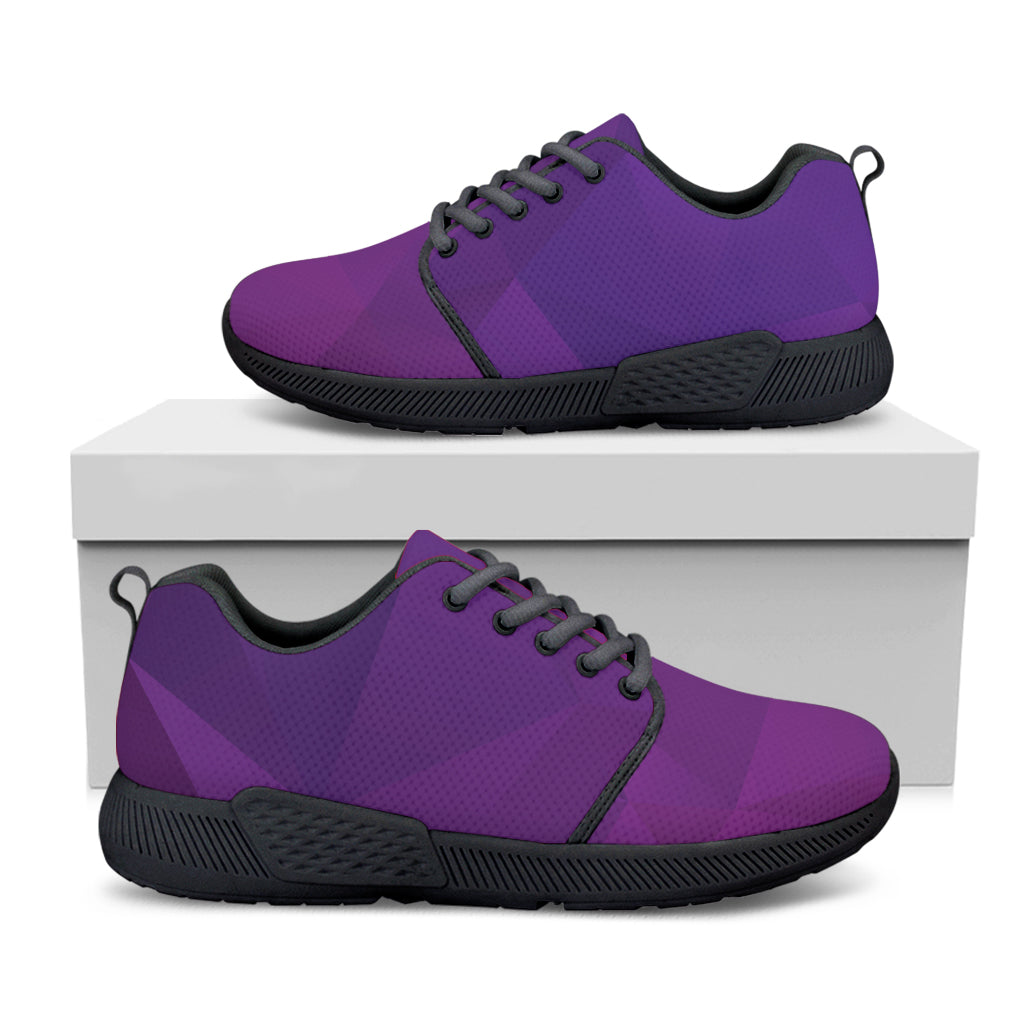 Violet Polygonal Geometric Print Black Athletic Shoes