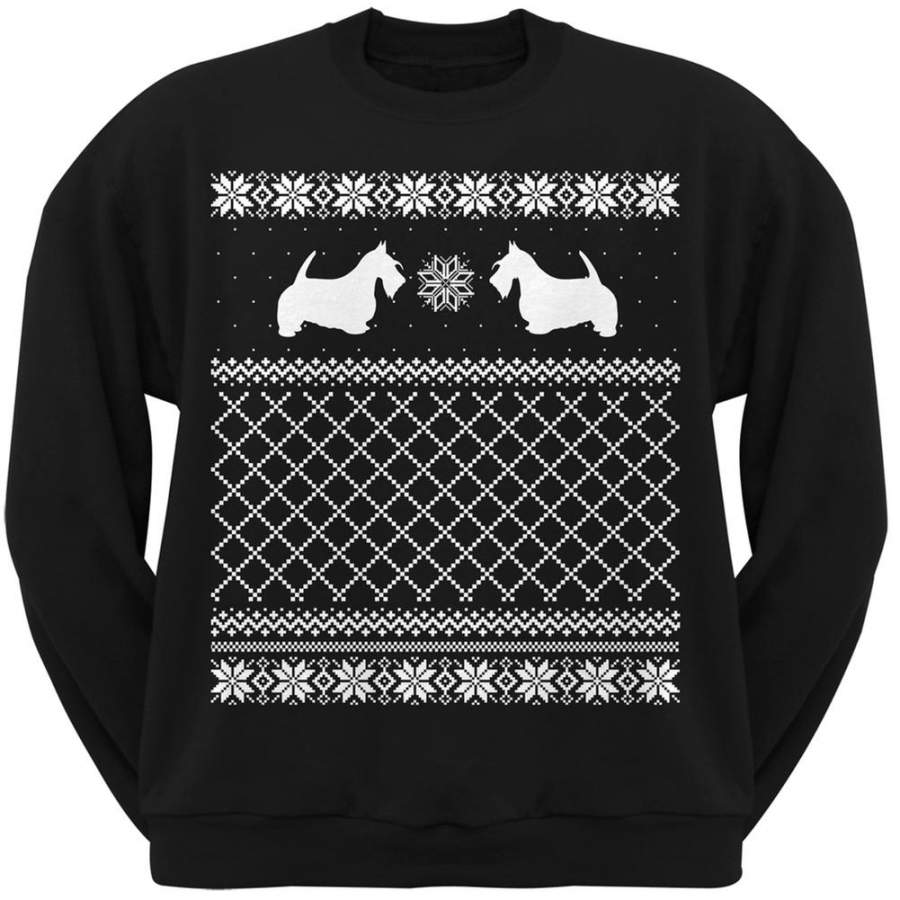 Scottish Terrier Black Adult Ugly Christmas Sweater Crew Neck Sweatshirt