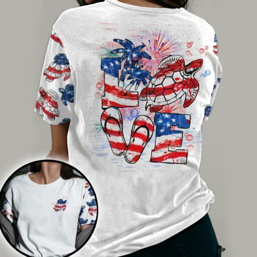 Love Turtle America 3D All Over Printed Shirts For Turtle Lovers, Gift For Men And Women Turtle Lover 3D Shirts