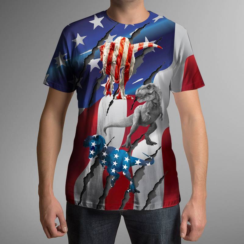 US Flag Dinosaur G5611 – Unisex Tshirt 3D