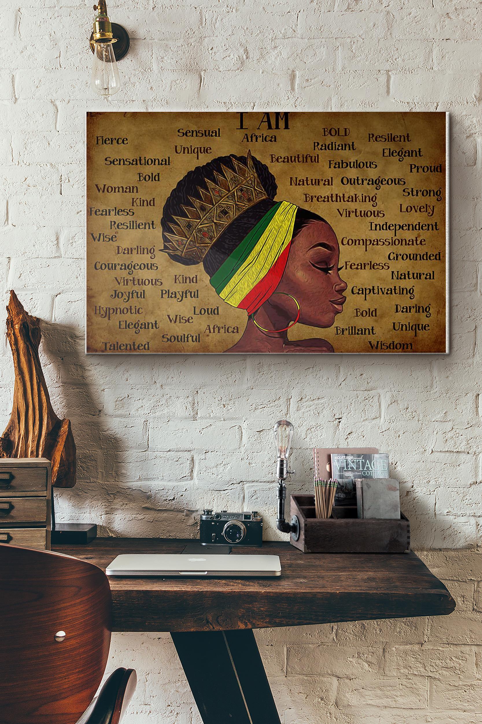 Black Queen I Am Sensual Africa Bold Fierce Poster Wrapped Canvas