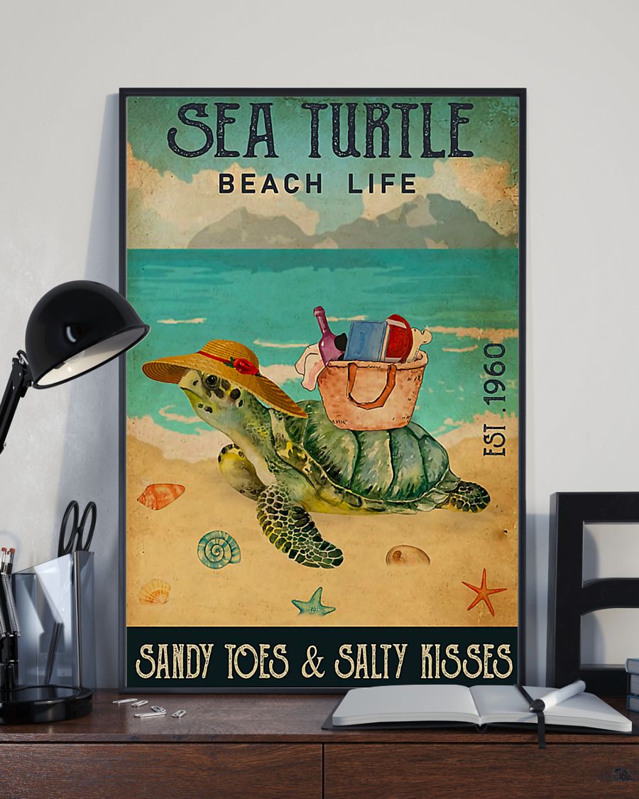 Turtle Sea Turtle Beach Life Vertical Canvas And Poster | Wall Decor Visual Art