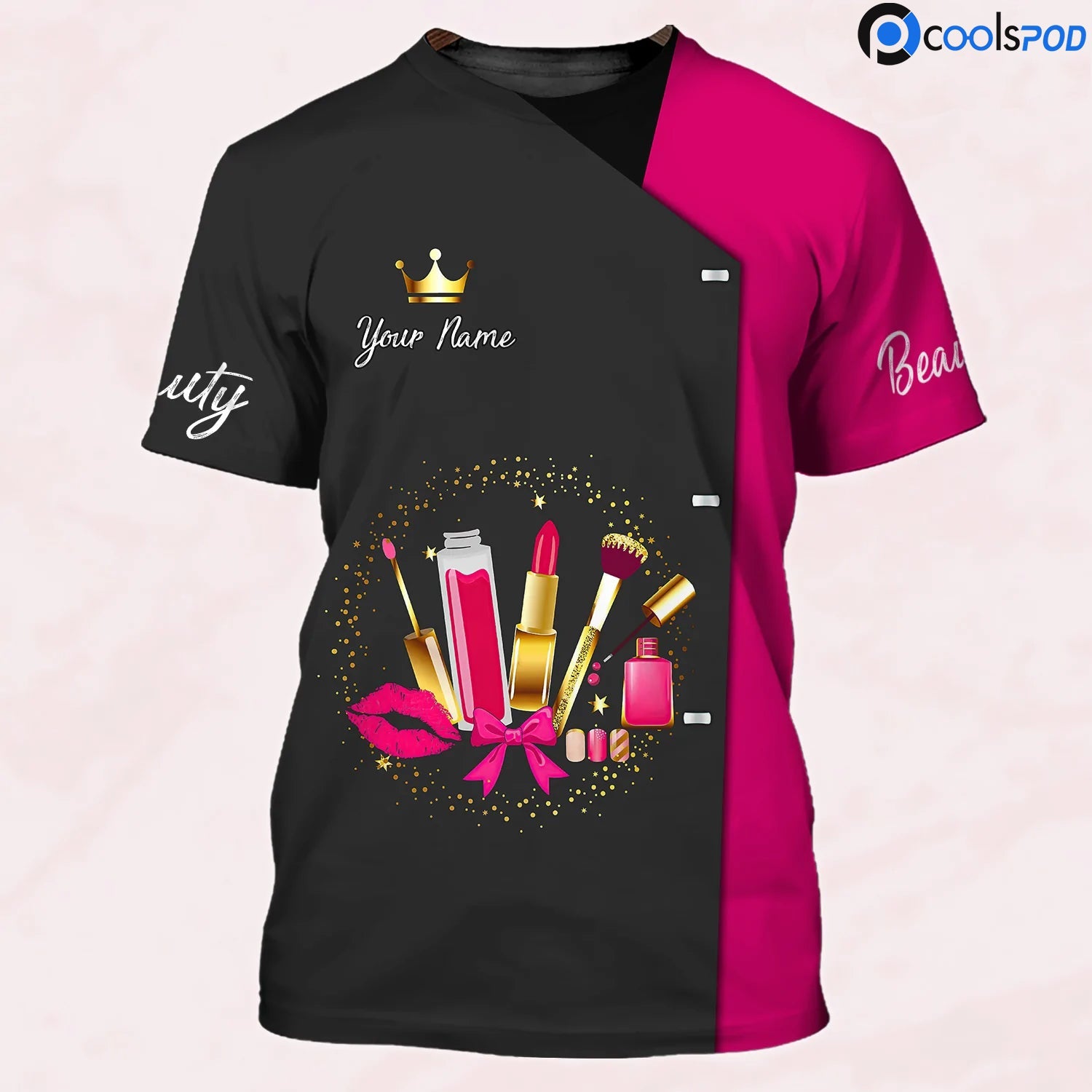 Custom 3D All Over Print Beauty Consultant Pink & Black T Shirt, Gift For Beauty Technician