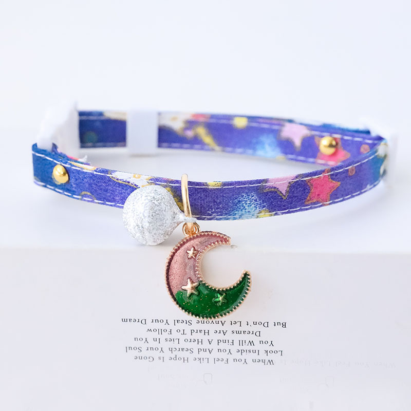 New Trend Cat Dog Collar Cosmic Stars Moon Pet Collar Adjustable 18-32CM Fashion Puppy Kitten Necklace Fashion Dog Accessories alx