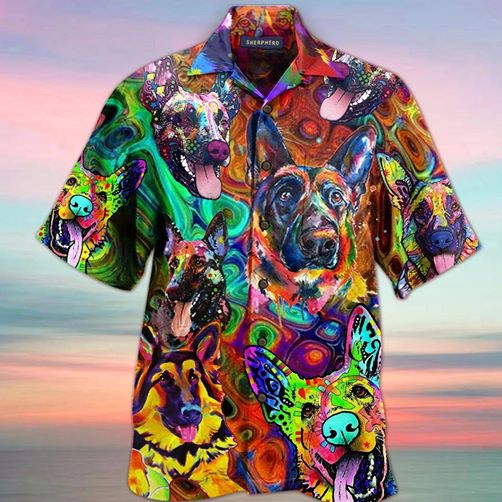 Amazing German Shepherd Colorfull Hippie Hawaiian Shirt Pre11624