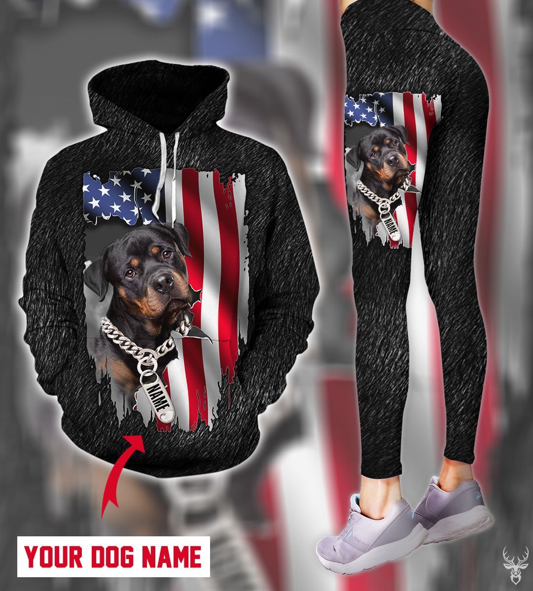 ROTWEILER FLAG COMBO CUSTOM NAME LEGGING HOODIE QQ PHT132008G05NX