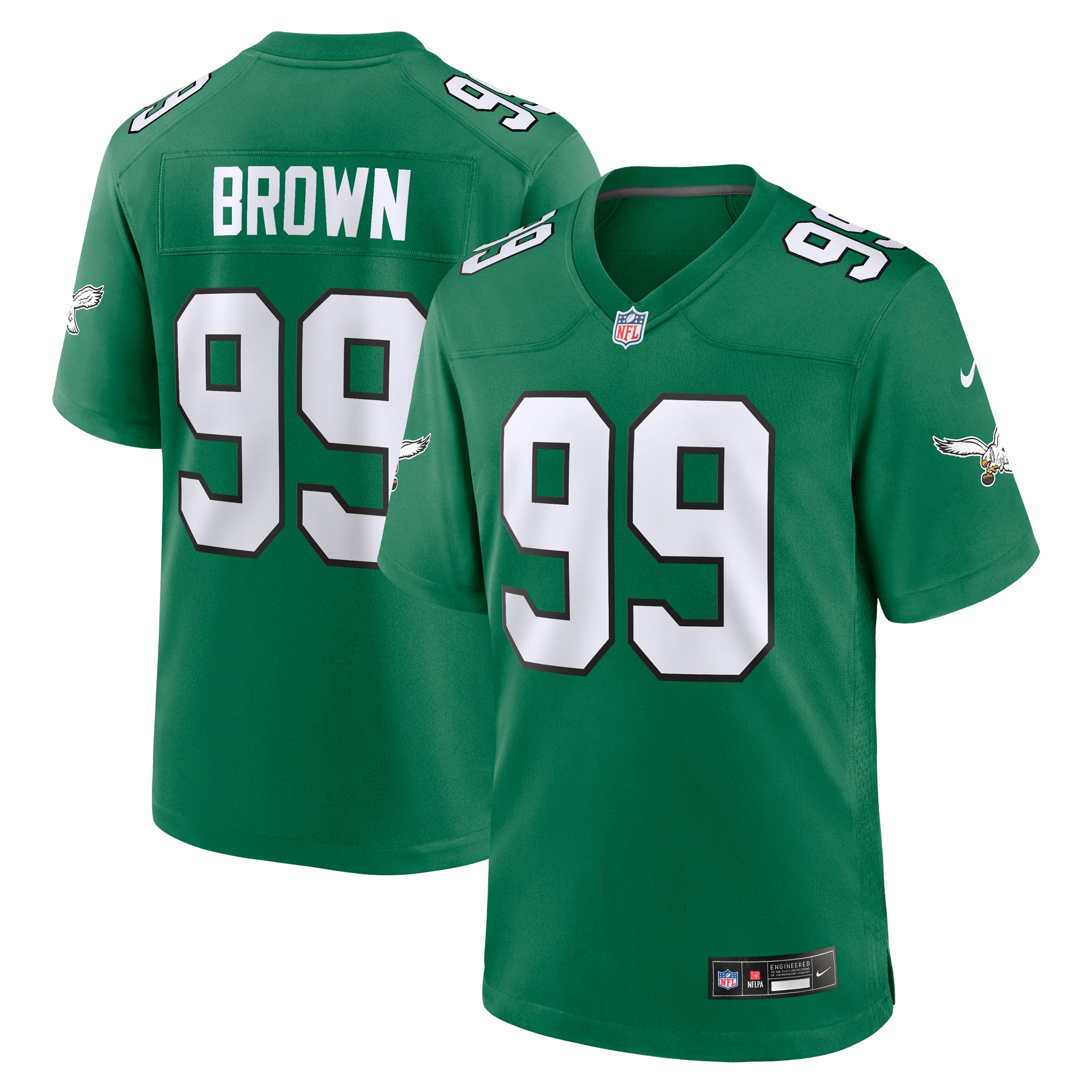 Jerome Brown Philadelphia Eagles Alternate Game Jersey – Kelly Green