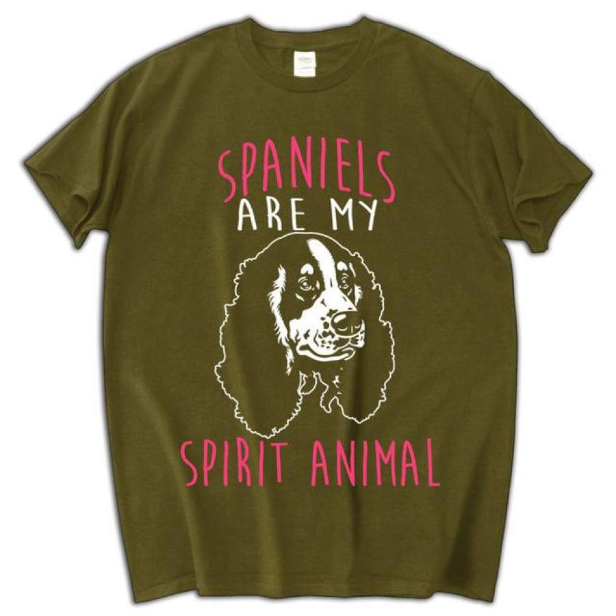 Spaniels Are My Spirit Animal cotton o-neck hip-hop t shirt