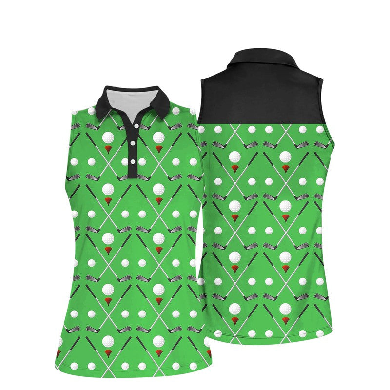 Green Golf Sleeveless Polo Shirt, Women’S Sleeveless Polo Shirts Quick Dry Golf Shirt