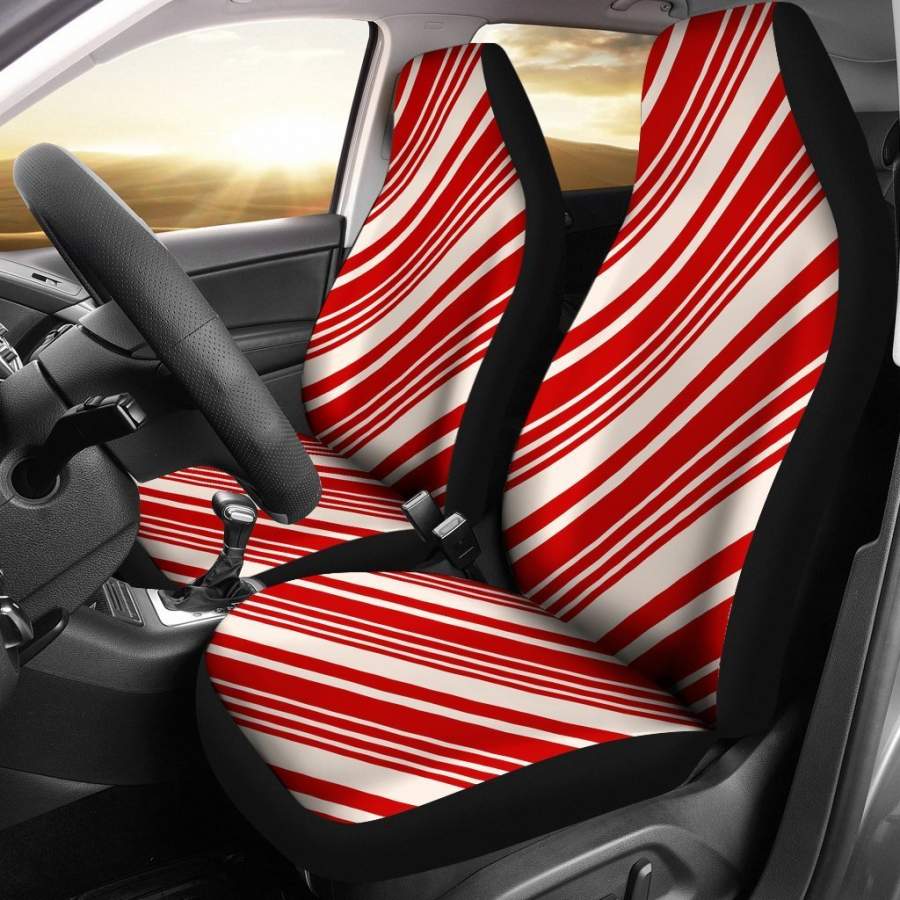 Print Pattern Candy Cane Universal Fit Car Seat Covers