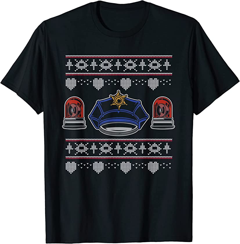 Ugly Christmas Police Santa Claus New Year Policeman Officer T-Shirt