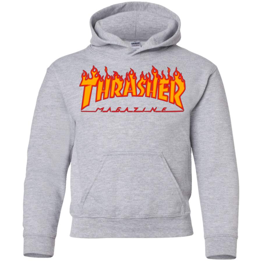 Thrasher Magazine Skateboarding Fire Design G185B Gildan Youth Pullover Hoodie