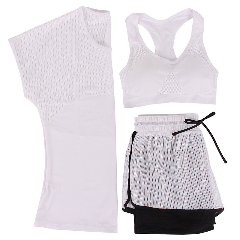 Breathable Mesh Yoga Set Tee + Short + Sportbra