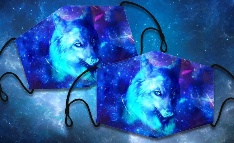 Wolf Blue Light Face Covering For Wolf Lovers Wild Animal Lovers Gift Cotton Mask 1-10 Pcs For Kid & Adult All Over Print Face Mask Covering For Adults And Kids